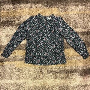 Women’s Loft Outlet Long-Sleeve Floral Blouse - Small - Gray